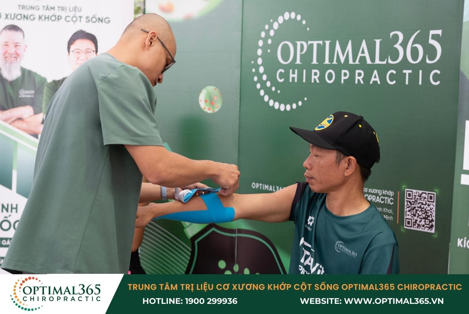 Phương pháp dán cơ Kinesio Tapping trị liệu đau khuỷu tay chuyên dụng tại Optimal365 Chiropractic