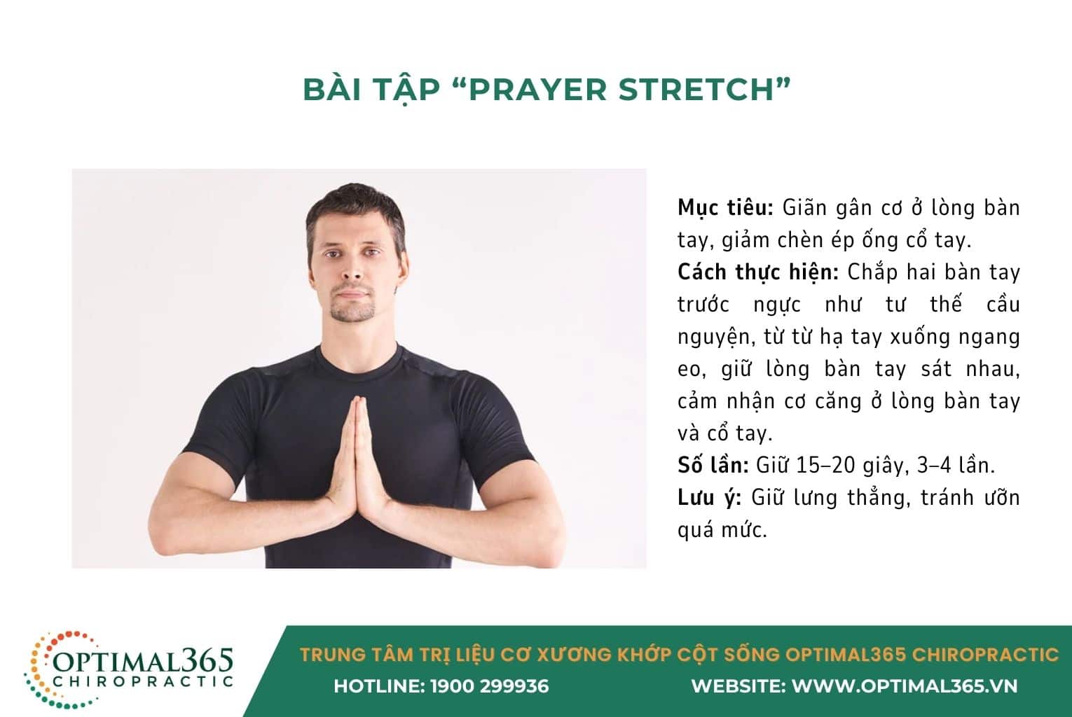Bài tập chữa tê tay - Bài tập “Prayer Stretch”