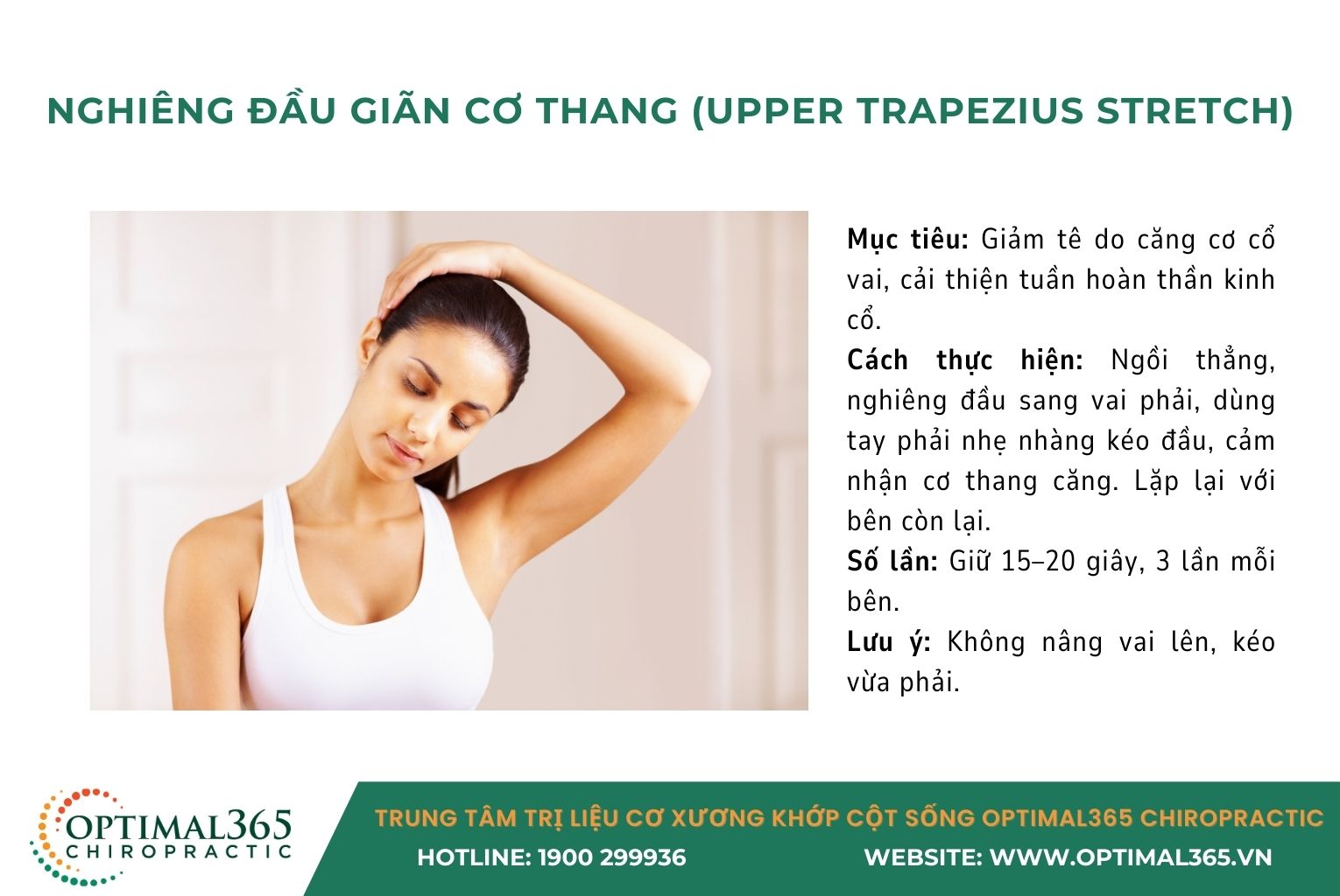 Bài tập chữa tê tay - Nghiêng đầu giãn cơ thang (Upper Trapezius Stretch)