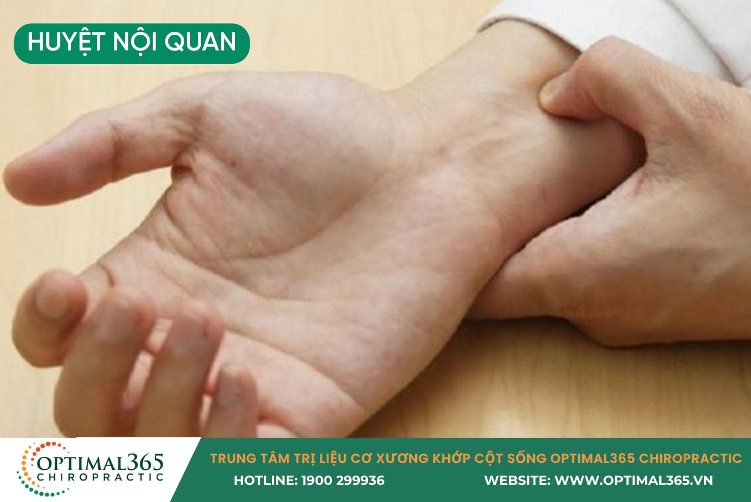 Vị trí huyệt Nội Quan (PC6) mặt trong cổ tay.